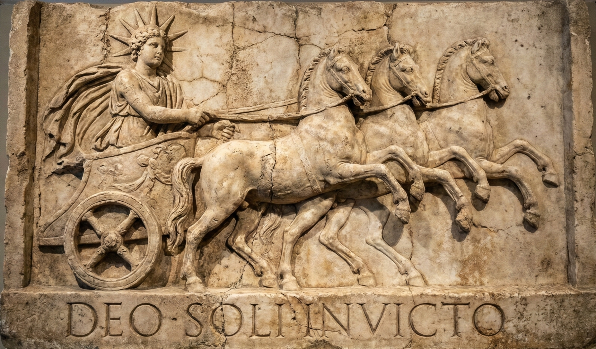 Representação histórica do Sol Invictus e o debate sobre o Natal pagão.