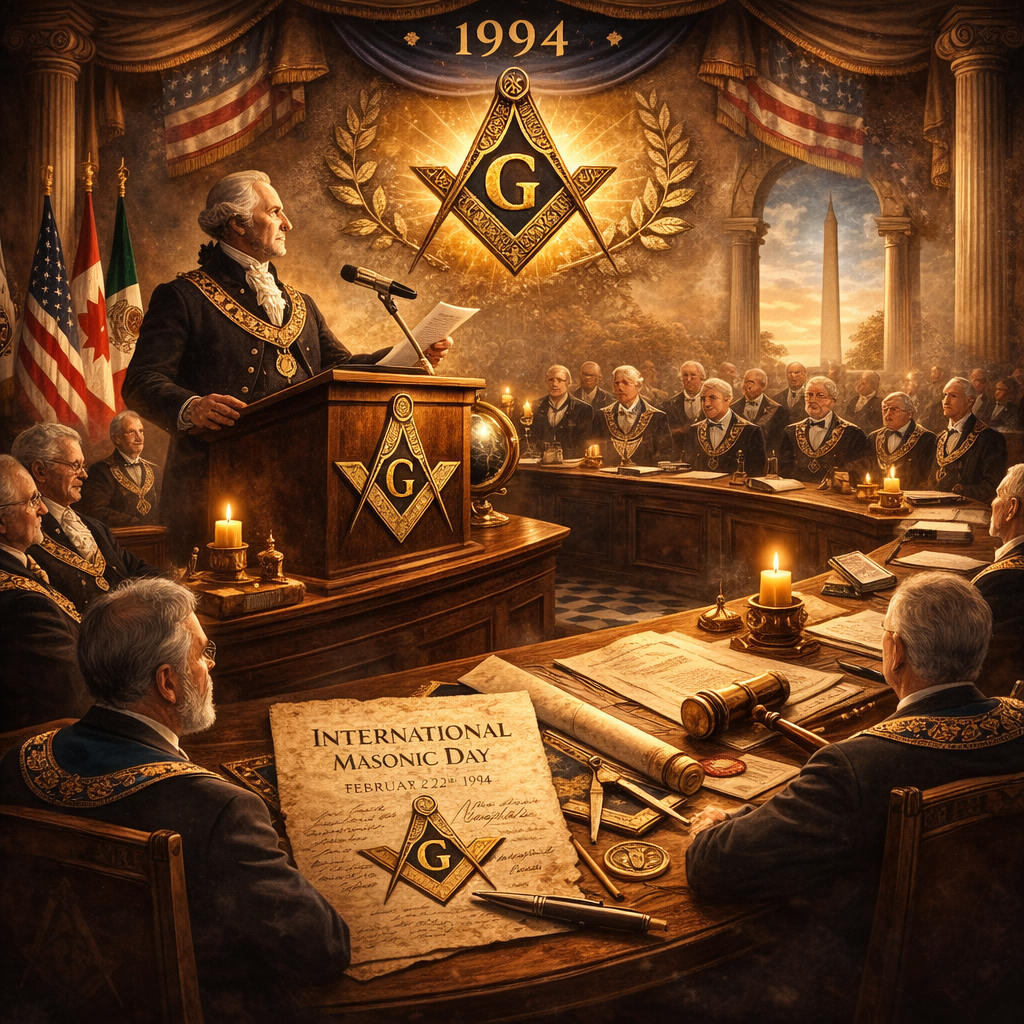 Reunião dos Grão-Mestres da Maçonaria em 1994 em Washington D.C., onde foi instituído o Dia Internacional do Maçom em 22 de fevereiro.