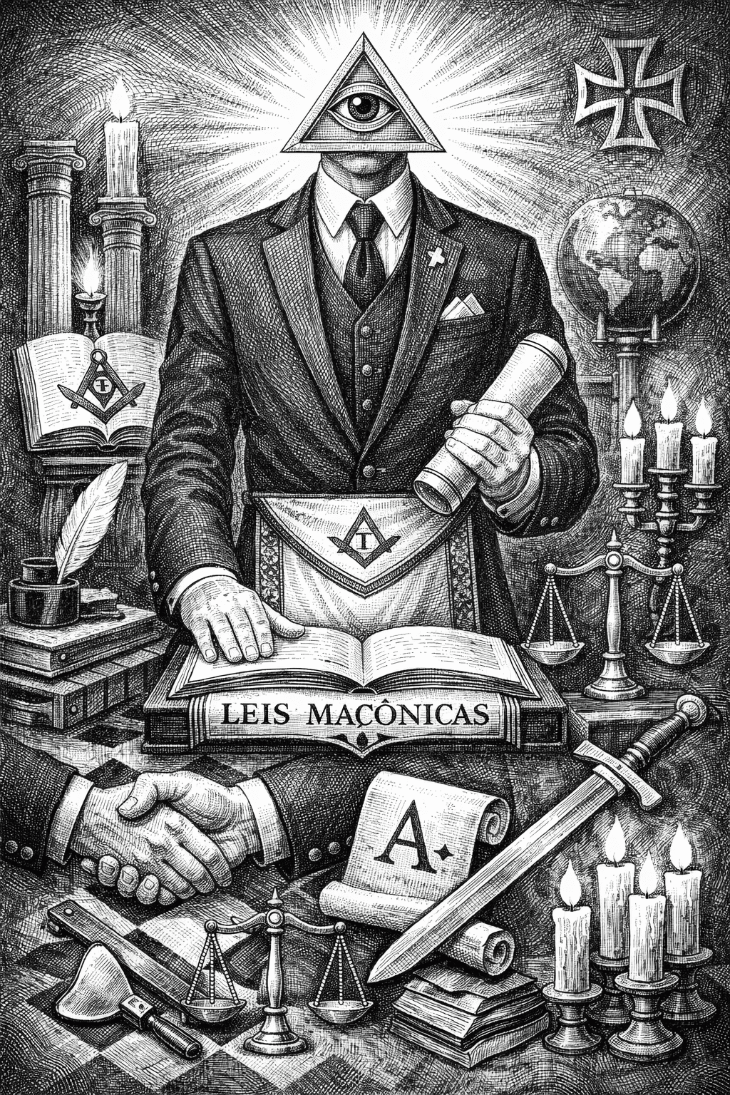 Deveres do maçom simbolismo maçônico ética maçonaria hachura preto e branco