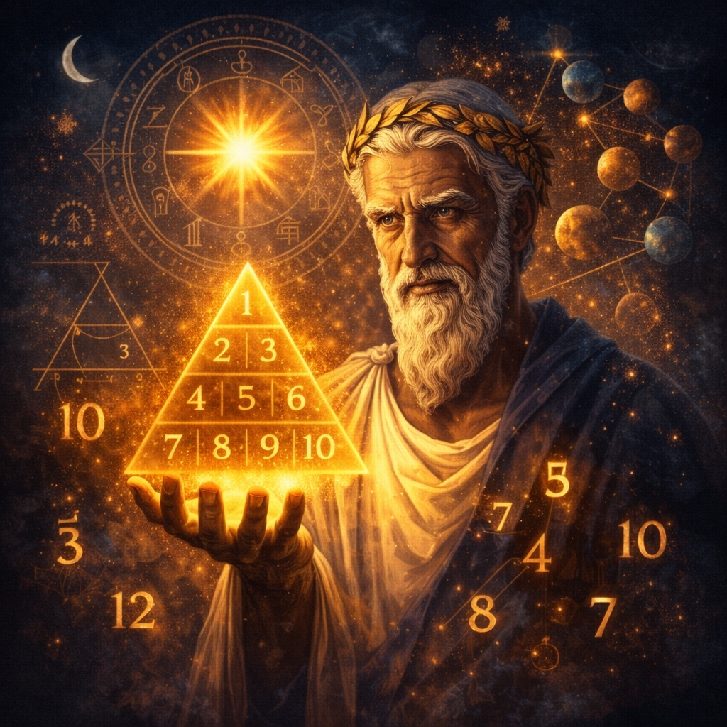 Pitágoras e os números sagrados – representação simbólica da filosofia pitagórica e da geometria utilizada no simbolismo maçônico