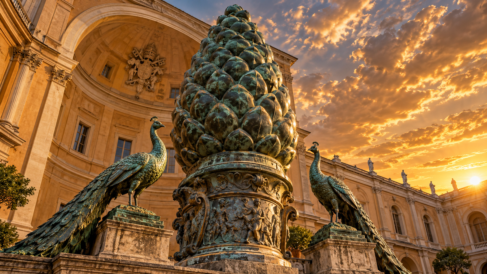 Escultura da Pinha no Vaticano e seu significado esotérico e histórico.